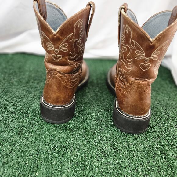 Ariat Fatbaby Western Boots Heart Stitch Brown Leather Round Toe US 6.5B - Picture 7 of 12